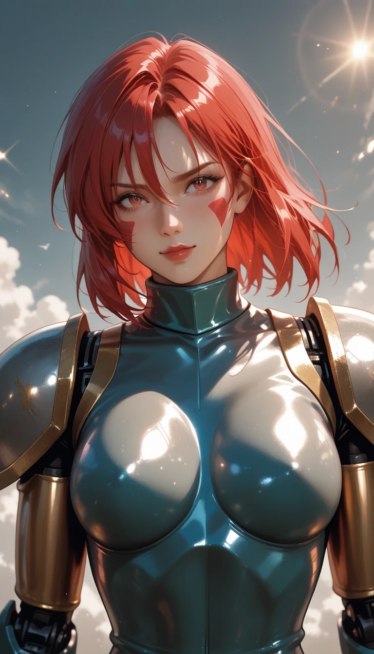1girl, beautiful detailed eyes, beautiful detailed lips, extremely detailed face, long eyelashes, haman karn, gundam, covered gigantic breasts, hyperrealistic, 8k, high quality, intricate details, chiaroscuro lighting, dramatic shadows, cinematic composition, muted color palette, sci-fi, mecha