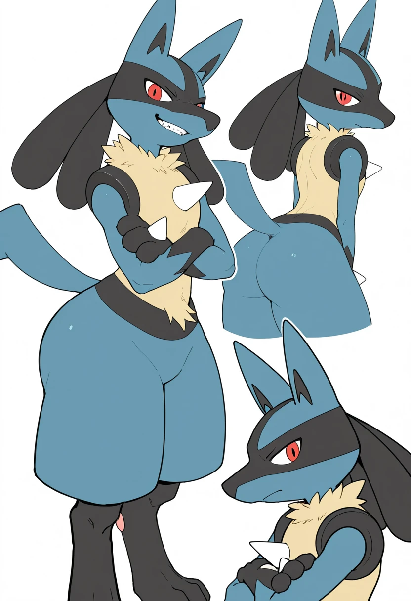 Lucario, male, sit no pillow, big butt, solo