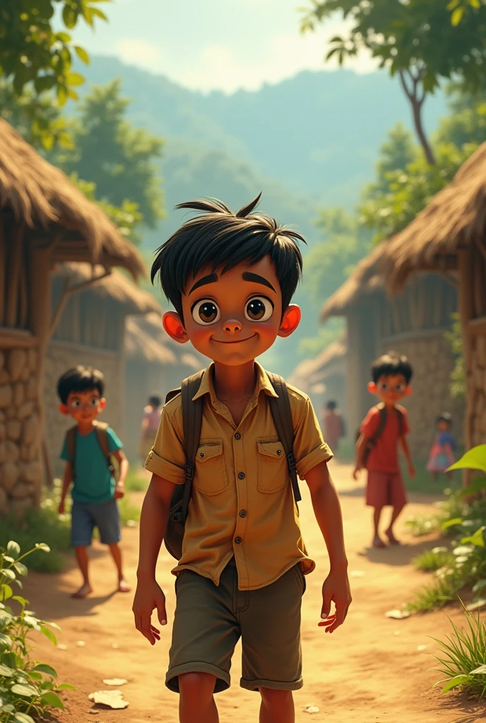 A boy creating awareness on trees in the village