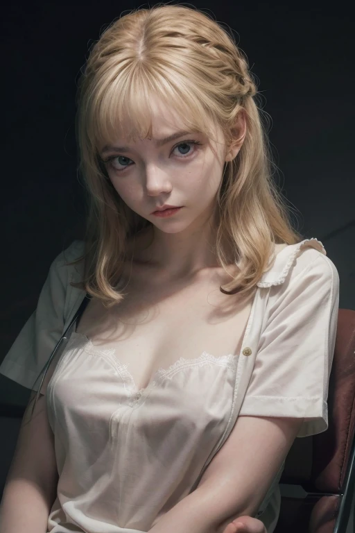 Ymir Fritz Ymir Fritz | Attack on Titan Attack on Titan The End,Mappa, large breasts, tropical rainforest, Blonde hairs, golden hair ribbon,collared shirt, white outfit, expressive eyes, innocent happy look,red lips, seductive ,Sad look,pale skin,red lips,
Clear white background,big breasts, beautiful sad big eyes 