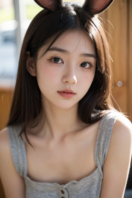 8k, Highest quality, masterpiece, Ultra-high resolution, (Realistic:1.4), RAW Photos, (Film Grain:1.3), one person&#39;s, Portrait of a thin Japanese woman, 30 years old, Stand on the beach, Cute Face, Detailed face, Detailed eyes, {short|length} hair, correct body anatomy, Wearing a swimsuit, Photo engraving