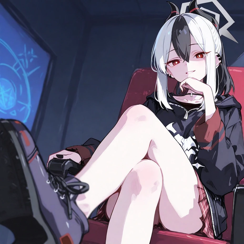 (masterpiece: 1.2, highest quality), (The true picture, Intricate details), 1. woman, Very slim figure, Small hips, Long Hair, Minimal makeup, Detailed face, Her hair is very long、bangs, Hair between the eyes, Small Ass, clothing, Detailed face,Side Ponytail,Black scrunchie,Shiny thin silver hair,18-year-old,Blue Archive of Game Works, Light yellow Mutsuki,,(((legs up))),Leaking from the nipples unconsciously,cumshot,