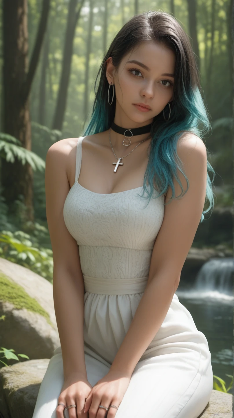 Green-haired woman showing genitals on grass,Love tattoo,Pubic hairy woman,