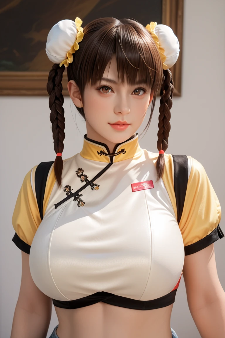 masterpiece, 1girl, solo,black hair, huge boobs, underboob, hat, light_smile, ofuda, china dress, crossed arms,