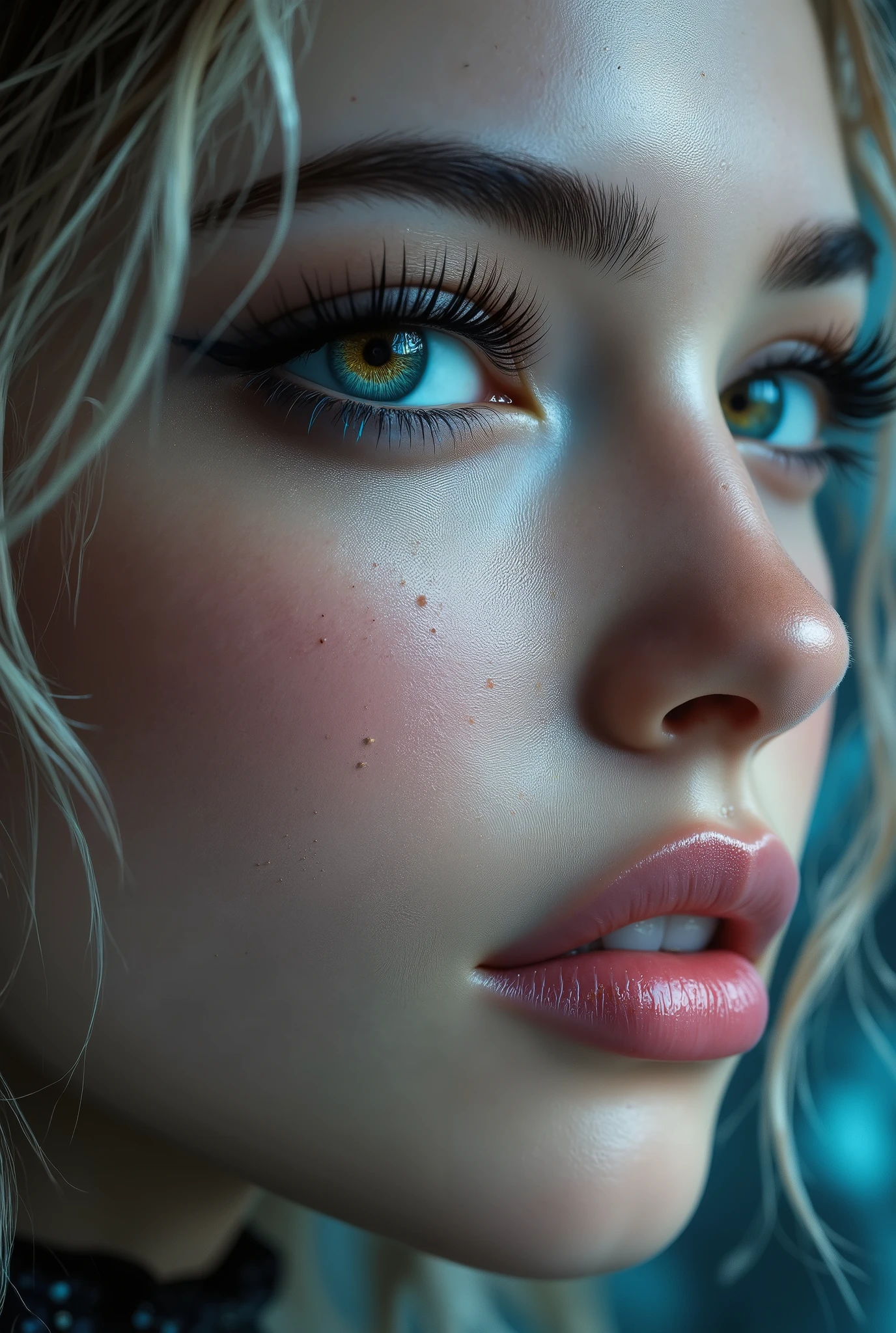 Realistic, (Photorealistic realism), ((ultra quality, extremely detailed digital art)), ((focus on extremely Realistic Proportion Body, Anatomically Correct:1.2)), Beautiful Girl, "ultra details Eyes: (acid-resistant terminology) (macro-details:1 . 25): * Moist corneal surface (visible aqueous layer:1 . 2) * Hyper-detailed iris stroma ((brown) with gold flecks) * Precise limbal ring (slightly darker pigmentation:1 . 22) * Pupil micro-texture (irregular edge authenticity:0 . 9) * Vasculature in sclera (subtle red veins radiating from limbus)" - "Lashes: blue individual synthetic fibers (crosshatched roots:1 . 2 , clump-free separation)" Technical Specs: (Optics: - "Zeiss Otus85mm f/1 . 4 lens (eye refraction calculations:1 . 3)" - "Shutter Speed:1/500 (freeze eye micro-movements)" - "Focus Stacking:7-point coverage on iris plane") (Post-Processing: - "Frequency separation for skin vs eye details" - "Selective sharpening: eyes200% , hair80%" - "Denoise: luminance20 , color35 (retain corneal speculars)") (Avoid: "pupil distortion , uncanny valley asymmetry , plastic-like wetness") UHD, perfect female body, {((Beautiful long legs in good style:1.35))}, ((no bra, no panties:1.3)), (medium butt), (skinny body build),(perfect hot model body:1.4), ((slim belly: 1.2)), (muscular body), dress a beautiful girl with a perfect figure in something nice, made of available materials (((latex), (lacy), (((leather))), ((jewelry)), steel, chains, chainmail, bracelets, pendants, earrings, everyday items)), I encourage you to draw them at the same time, ((Use any technique, any style, any outfit, Sew, ((embroider)),choose the color of your eyes, hair and even hairstyles)), ((I encourage you to choose the right background for your phenomenally drawn creation)), (Use any technique, any style, any outfit, arms tattoo,((micro skirt)),angelic cute face,white teeth, perfect beauty, long eyelashes, neon pink lips, oiled skin (psychedelic background, paranoia background),