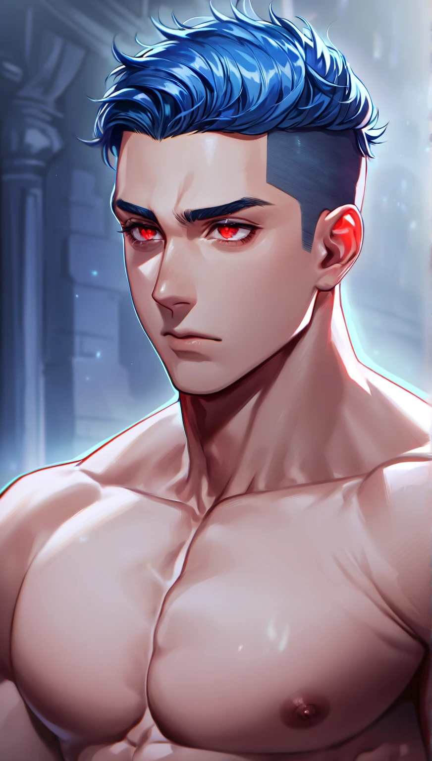 She is wearing a sexy, voluminous black and red cape on her naked body.、Beautiful gay man、Drowning in pleasure、Messy black hair、Disarrayed Cloak、A look of disarrayed pleasure