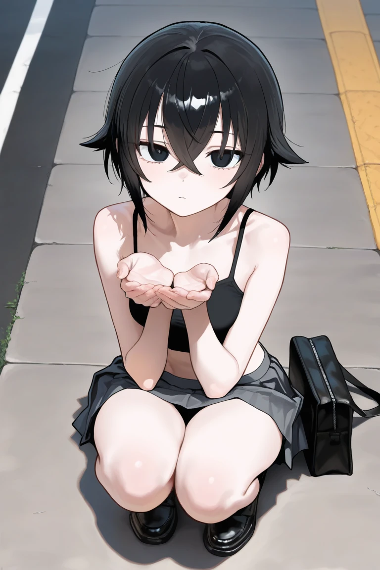 Peny Parker crouched in a  position facing forward showing t, alto contraste, (fotorrealista:1.4), (figura femenina perfecta),  (Mejor calidad, parte maestra:1.2),  mapeo de fotones, radiosidad, physically based rendering, Mejor calidad, muy detallado, , al aire libre, capucha, (((Bien))), ((desnuda sin ropa)), sonrisa, little , (()),(()