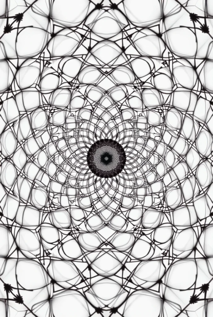 (Optical illusion art:1.3),(:1.5)Paradox diagram,mandelbrot shape,Zentangle,fractal art,geometric paradox,black and white