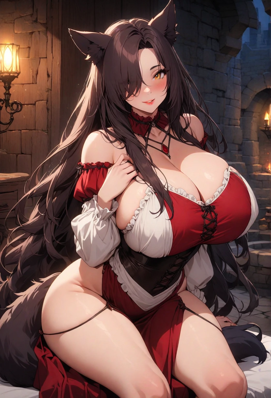 highest quality High resolution one young beautiful woman red eyes Beautiful gray hair medium perm cute soft girl Cat ear Seductive naked black and white cow print underwear dragon girl cosplay enchanting maid outfit breastfeeding service The huge breasts of a virgin killer with amazing charm Sexless breast milk gasp incest Estrus face bbw