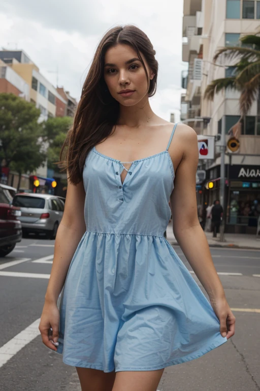 Sweet beautiful Bogor city girl, sassy girl, georgeus face, 25 years old, slim body, roman nose, messy wavy black hairs with a bangs blown by the hard wind, descent mixed from sundanese and javanese, wearing thin full see through white unbuttoned lace tank top sundress blown by the wind, hairy vagina exposed clearly through the clothes, wearing high heels, no panty, no bra, very realistic, very detail, walking cheerful in the sunny morning, happy sweet face, very cute laughing, her body and her messy dense pubic hairs are exposed through the clothes, sun shining her body through the clothes, from top of head to the toes are visible, very hard wind that blowing everything, hard windy enviorement,