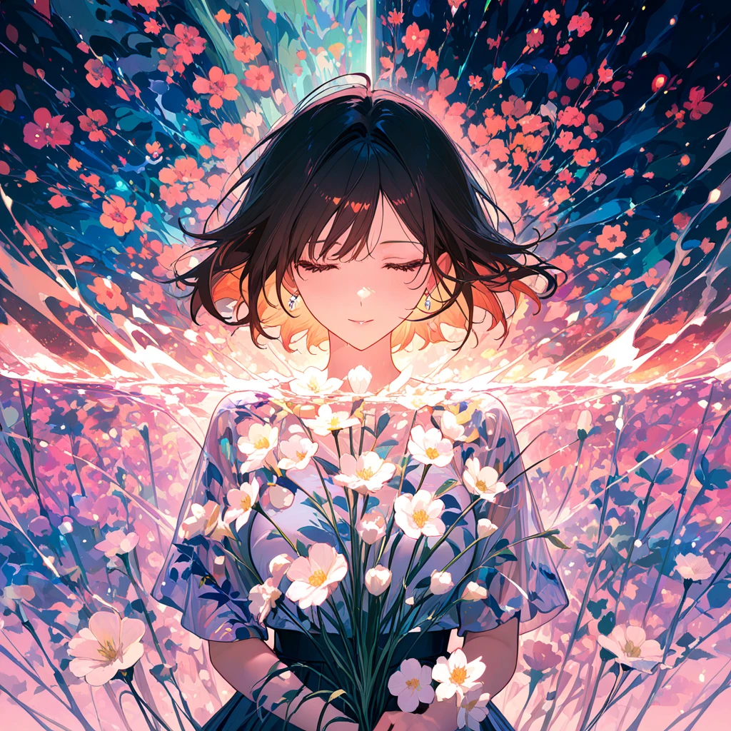 solo,1female\(chibi,cute,kawaii,age of 10,hair color white,braid hair,messy hair,eye color gray,big eyes,white skin,(monochrome:1.2),lean on,(full body:1.6)\),background\((many beautiful flowers and petal:1.4),(colorful:1.6),messy tiny room\),double exposure, BREAK ,
quality\(8k,wallpaper of extremely detailed CG unit, masterpiece,high resolution,top-quality,top-quality real texture skin,hyper realisitic,increase the resolution,RAW photos,best qualtiy,highly detailed,the wallpaper\)