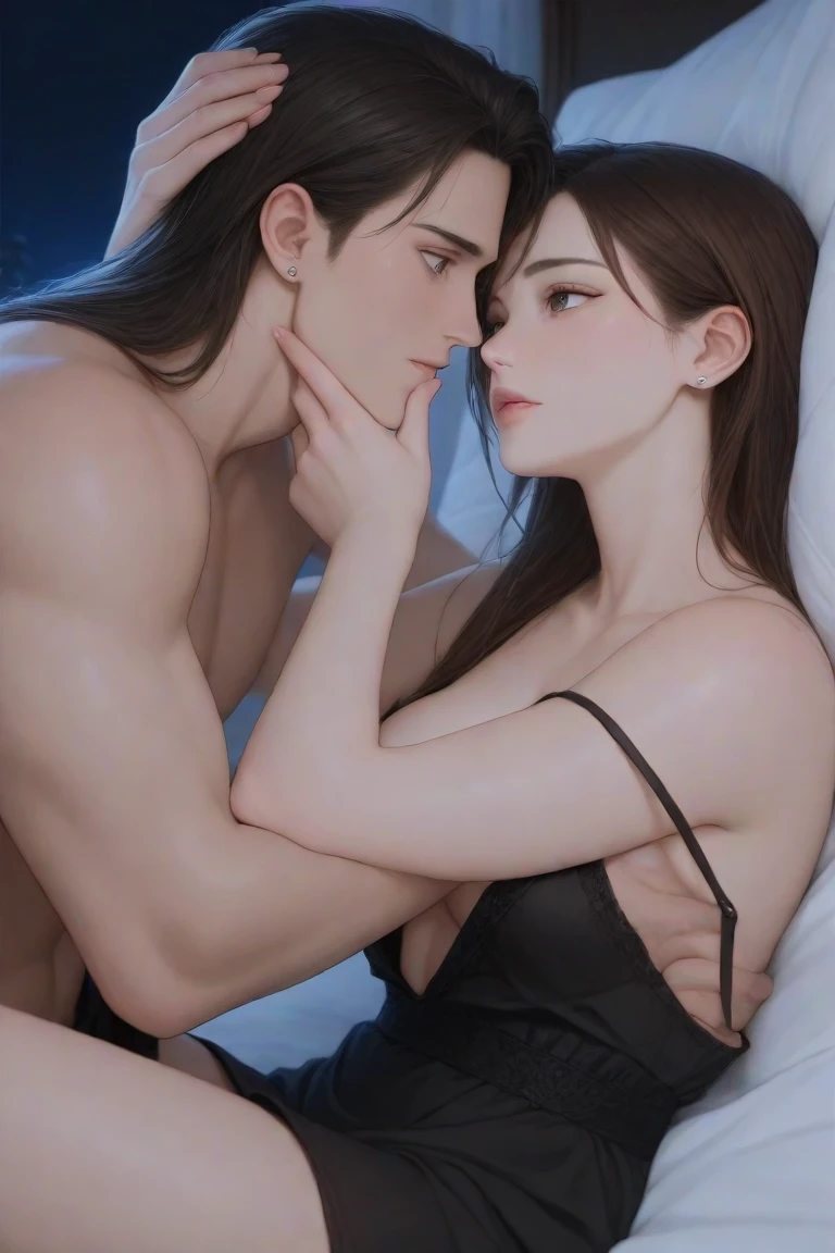 (masterpiece, best quality), 1girl and 1 man, claireredfield2, wear black underwears, kiss the man , girl back, the man is pressing girl against the wall indoors