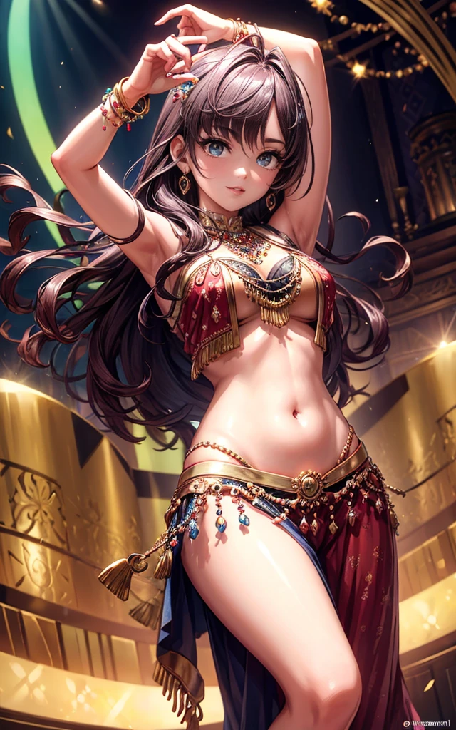 (masterpiece, best quality:1.3)
<lora:epi_noiseoffset2:1> <lora:add_detail:0.7> <lora:Persona4RiseKujikawa:0.8>
Persona4RiseKujikawa, 1girl, solo, long hair, breasts, smile, open mouth, brown hair, cleavage, twintails, brown eyes, jewelry, medium breasts, earrings, sky, midriff, bracelet, cosplay, night, star (sky), night sky, bridal gauntlets, starry sky, dancer, arabian clothes, harem pants
