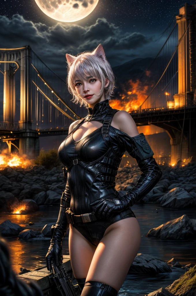 Anime character, sexy female, standing one by one, hand crossed