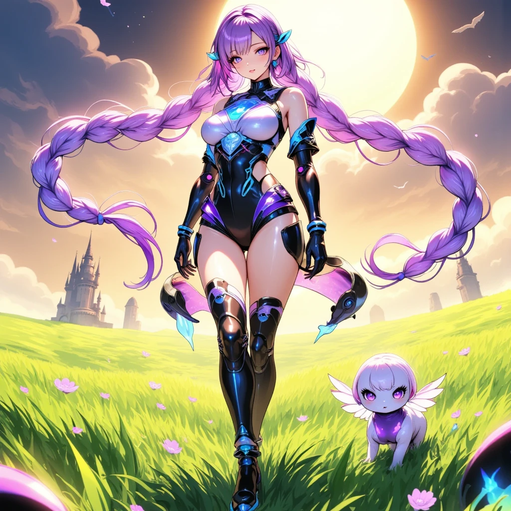 Space Cute Monster Girl Purple Hair Red Eyes