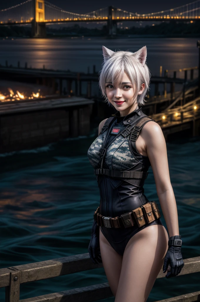 (8K, Raw photo, Best Quality, masutepiece:1.2), (masutepiece),(Best Quality:1.3),(ultra-detailliert:1.2),(hight resolution:1.1), (extremely details CG), Beautiful, , {{{1 girl}}},maturefemale,miqote, (greys_Eyes:1.3),white_hair,Short hair, Solo, Cat ears, Cat tail, Naughty face,、watching at viewers、shinny skin, Neck_The tattoo,facials_marks, Y'shtola rhul, The tattoo, Blind, Hair Ornament,Bangs、sexypose、sexy facial expression、Sexy Shots、cleavage of the breast、Lower bust、 Plump chest、(Thin leg)、perfectbody、sprawl、sleep、A face that shows a very pleasant feeling、Look at you as if you want something、Areola protruding areola recess、Detailed beautiful skin, Face Focus、 A detailed eye、Black Bikini、 sexual excitement, Open outdoor pool、A clear day、