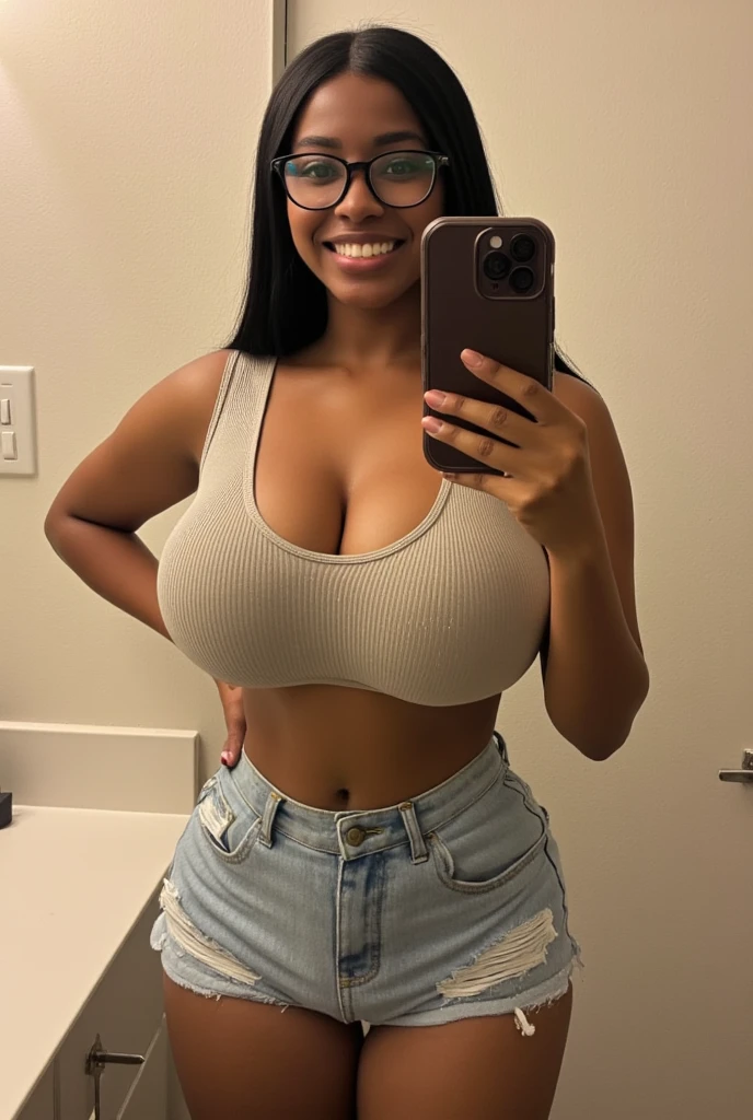 African American female, medium complexion, with a sprinkle of freckles. Standing at 5'8, big breasts,https://image.cdn2.seaart.ai/2024-02-03/cmv327te878c73e1qsl0/db495e33023cac2d7aa62adc0c8d72779794008c_high.webp Aria trying on different sunglasses at a boutique in Georgetown.