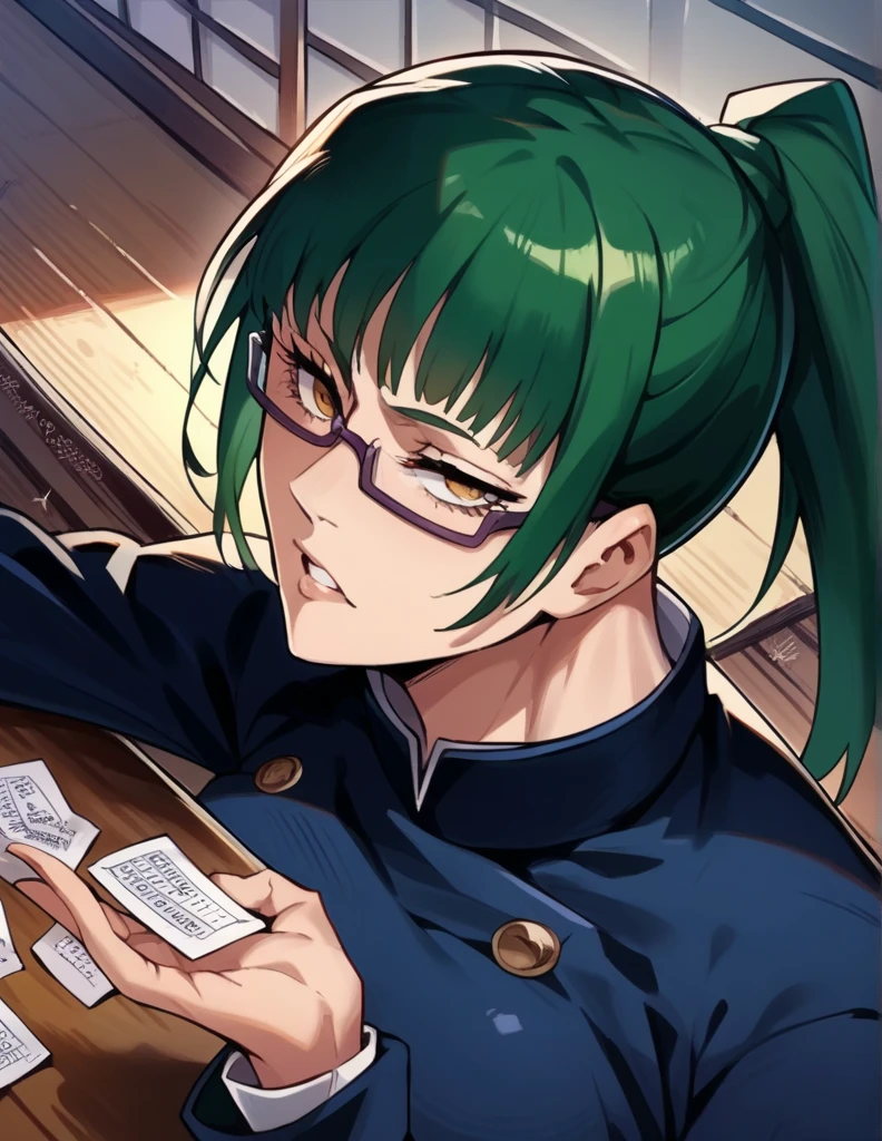 1girl, zen'in maki, jujutsu kaisen, glasses,masterpiece, best quality, absurdres,