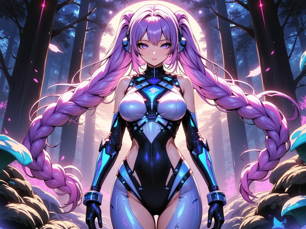 1girl (masterpiece, round_iris, extremely crisp crystalline shiny purple eyes, perfect_anatomy, extremely_captivating_hypnotic_mystic_eyes, ) perfect face, long pink hair, smiling evil, big breasts, gamer girl, gaming room, dynamic pose, best quality, 4k