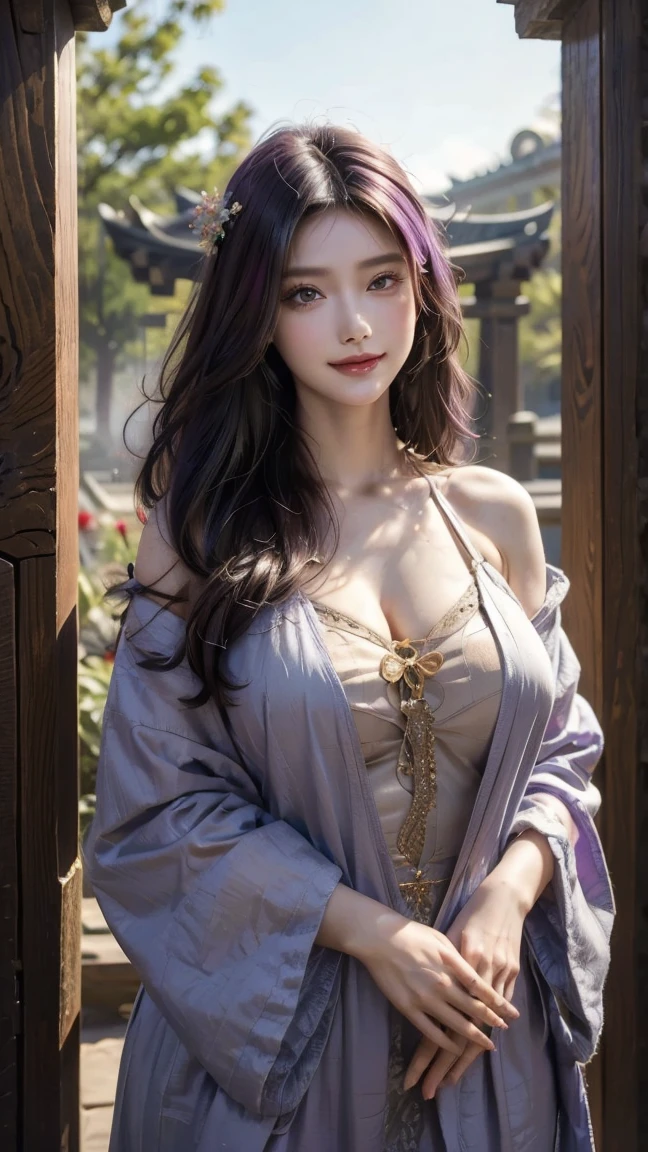8k、RAW Photography、top-quality、​masterpiece:1.2)、(realisitic、photoRealstic:1.37)、1girl in、Asian、25-years old、femele、(deep in the night)、sunlights、a room、Daytime cityscape seen from the window、Studio Lighting、face lights、photon maping、Radio City、Purple hair、A detailed face、detailed lips、A detailed eye、More skin、二重まぶた、(Huge round:1.3)、((Exposure))、(Sally and blouse、Nepal)、(Saree)、(Wearing a saree)、((no brassiere)))、Exposed cleavage、exposed shoulder、Thigh exposure、(camel's toe)、perfectbody、shinny skin、(Body wet with sweat:1.2)、smirking face、((sitting on))、Make eye contact with the camera、Lens blur for background camera、depth of fields、35 m、ultra-detailliert、ultra-quality、flawless、Anime tattoo on right hand、((Vintage style photography