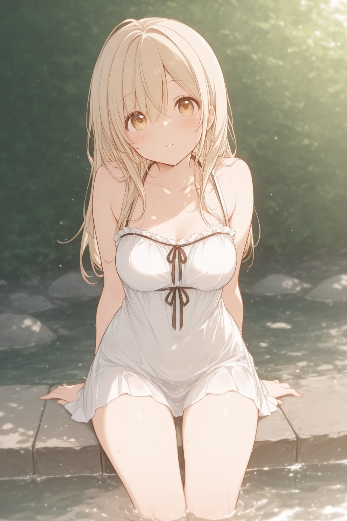 tall body, tall, long legs, mature female, mature, adult, simple background, indoors
Eft_sao_asuna, 1girl, long hair, asuna (sao), brown hair, solo, brown eyes, looking at viewer, braid, very long hair, blush, shiny skin, cleavage, masterpiece, from above, looking at viewer, downblouse, sitting at bench