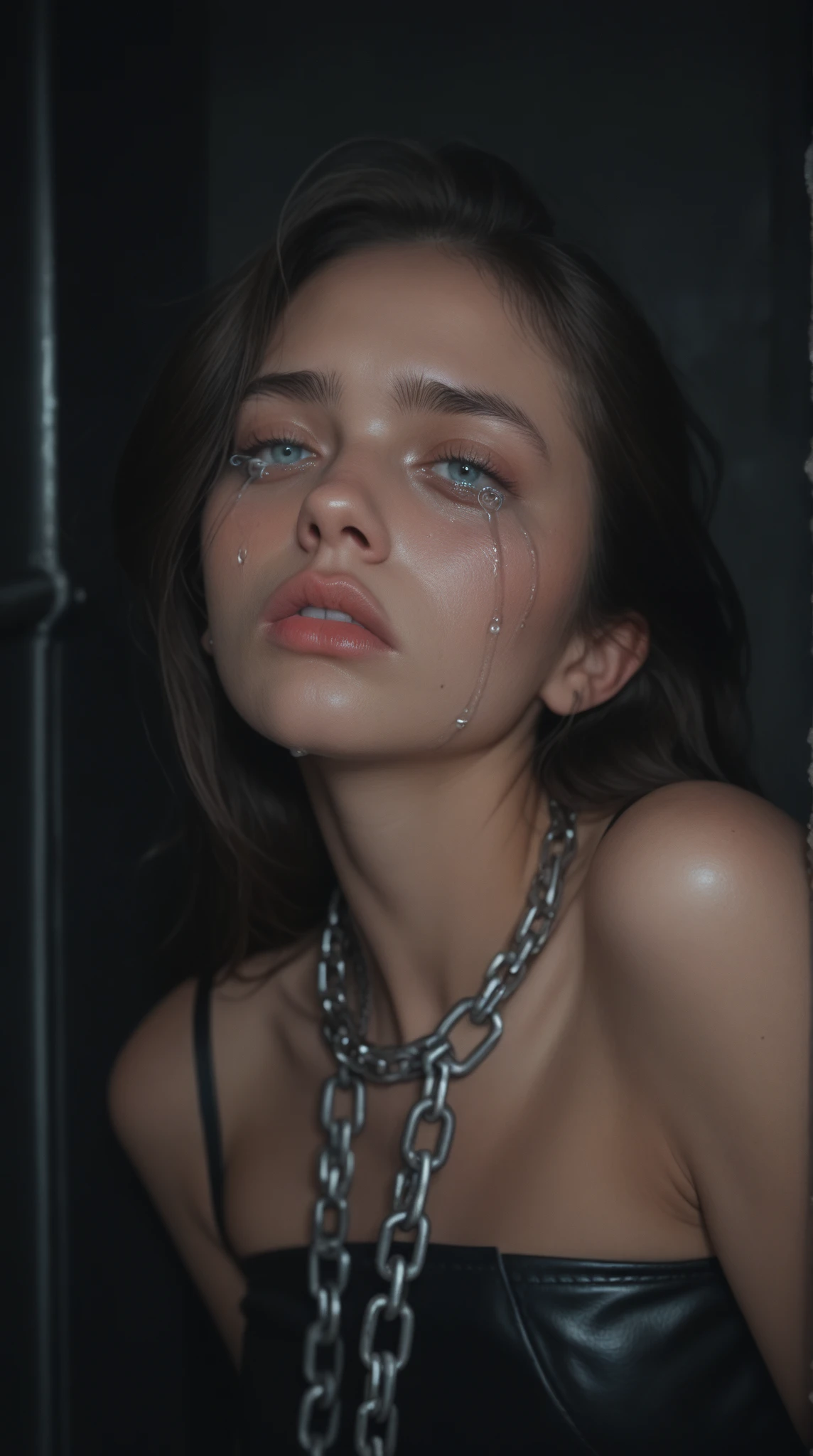 Anna De Armas, bdsm, bondage, drool dripping, drool dangling, breathplay) cleavage, 8k, drool on chest, drooling, realistic, dripping wet, medium breasts, drool all over face, , perfect body, smooth skin, pleading eyes, lots of drool, sweating, saliva on face, exact likeness,masterpiece, ((best quality)), ((masterpiece)), (detailed), perfect face messy sweaty naked beautiful girl hair face drenched in cum laying down face completely splattered in cum skinny body beautiful eyes every inch of her face and hair completely drenched in cum legs spread