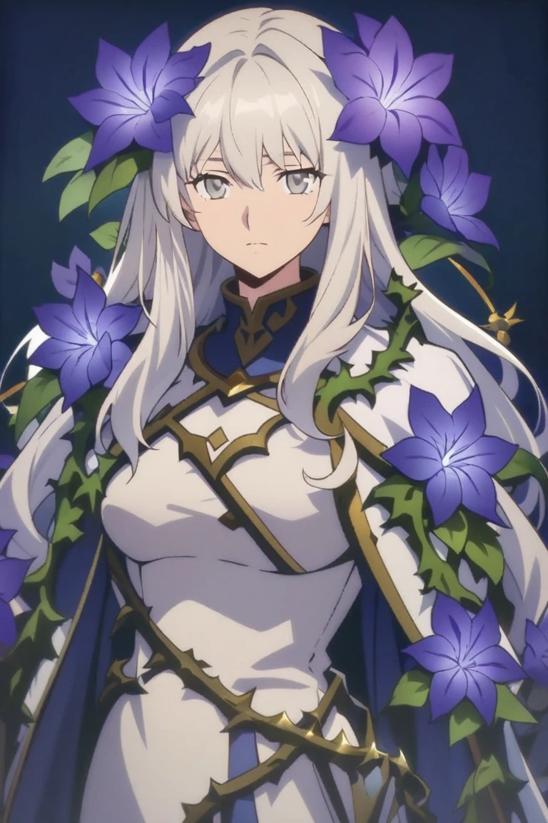 1girl, lila,breasts, heterochromia, solo, large breasts, hair ornament, red eyes, outdoors, long hair, crossed bangs, tree, twintails,  pale skin, holding, bodysuit, closed mouth, bangs, cleavage, hair between eyes, low twintails, upper body, purple eyes, hairclip, white hair, outdoors, no humans, scenery, flower, sky, cloud, day, nature, yellow flower, reflection, mountain, blue sky, tree, grass, water, lake, forest, field, cloudy sky, landscape, mountainous horizon, reflective water <lora:my_lilaXL:0.8>