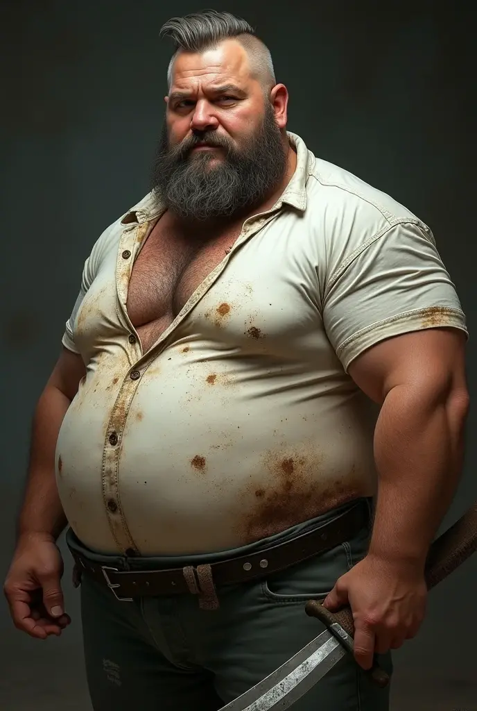 A portrait full body photograph A tractive mid age heavy trucker-driver, balg Strong, muscular, hairy big belly at the sauna in the style of light brown and teal, moody colors, curvilinear, textural layering, utilizes, velvia, media-savvy, sharp photo, HD, 8k --auto --s2