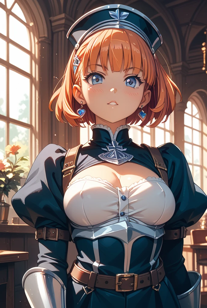 (Trading Card Game Frames:1.7),(((Armor and sword of Joan of Arc:1.3))),(((Ancient Western Landscapes:1,3))),(((Armed Girls in Europe:1.3))),(((Enhance your movements with a sword with a motion blur effect:1.3))),(beautiful a girl),Red pleated skirt,breast slip,(blondehair,See-through bangs and intricate braids、twisted beaded ponytail),(((emphasizing breasts:1.3))),(Dynamic angles),(Dynamic and sexy forward pose:1.3),(((Dignified statue))),(((hair pin,a necklace,piercings))),Colossal tits,Blush with embarrassment,Enraptured eyes,skin glistening with sweat,gazing at viewer,Disturbance of clothing due to movement,pointed red mouth,Perfect round face,,Proper body proportion,Intricate details,Very delicate and beautiful hair,photos realistic,Dreamy,Professional Movie Lighting,realistic shadow,Solo Focus,Beautiful hands,Beautiful fingers,Detailed finger features,detailed clothes features,Detailed hair features,detailed facial features,top-quality,Ultra-high resolution output image,) ,(The 8k quality,),(Image Mode Ultra HD,)