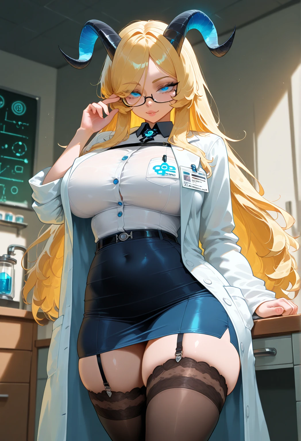 Sexy female laboratory assistant