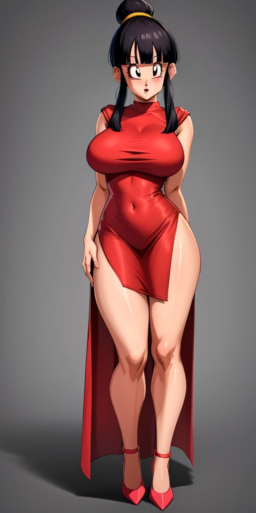 A beautiful woman dancing flamenco with a rose in her mouth. A sexy red dress.A glamour and stylish beauty with gigantic saggy breasts and firm slim body