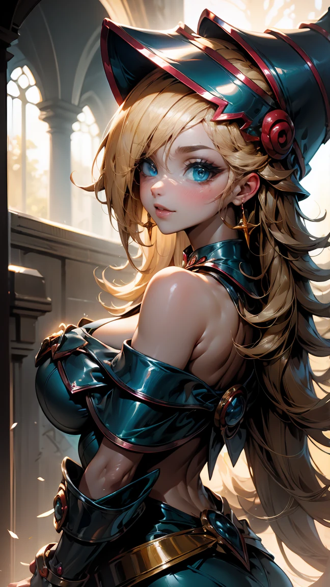 Perfect, masterpiece, (best quality, highres:1.2), 1girl, beautiful detailed eyes, beautiful detailed lips, extremely detailed eyes and face, long eyelashes, medium:oil painting, vivid colors, HDR, studio lighting, ultra-fine painting, sharp focus, physically-based rendering, extreme detail description, portraits, curvy body, big breasts, perfect shape, facing viewer, sweaty, gorgeous, arms up, sleeveless turtleneck, straddling, smiling