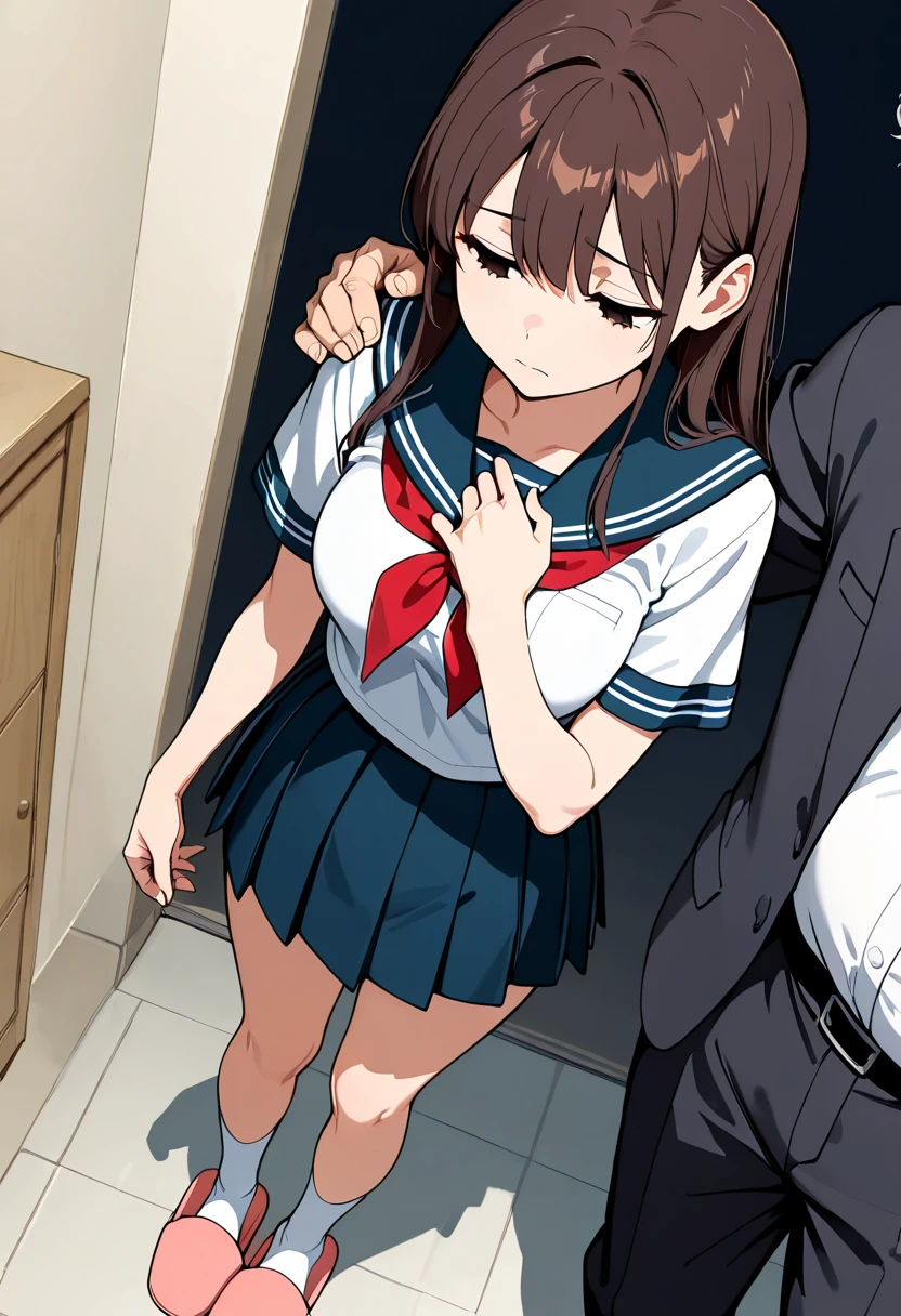 ((((Bondage)))) ((Rope Bondage)), Ultra Detail, ((Shibari)), (((((The rope is wrapped around the body many times))))), brown Rope, blush, red neckerchief