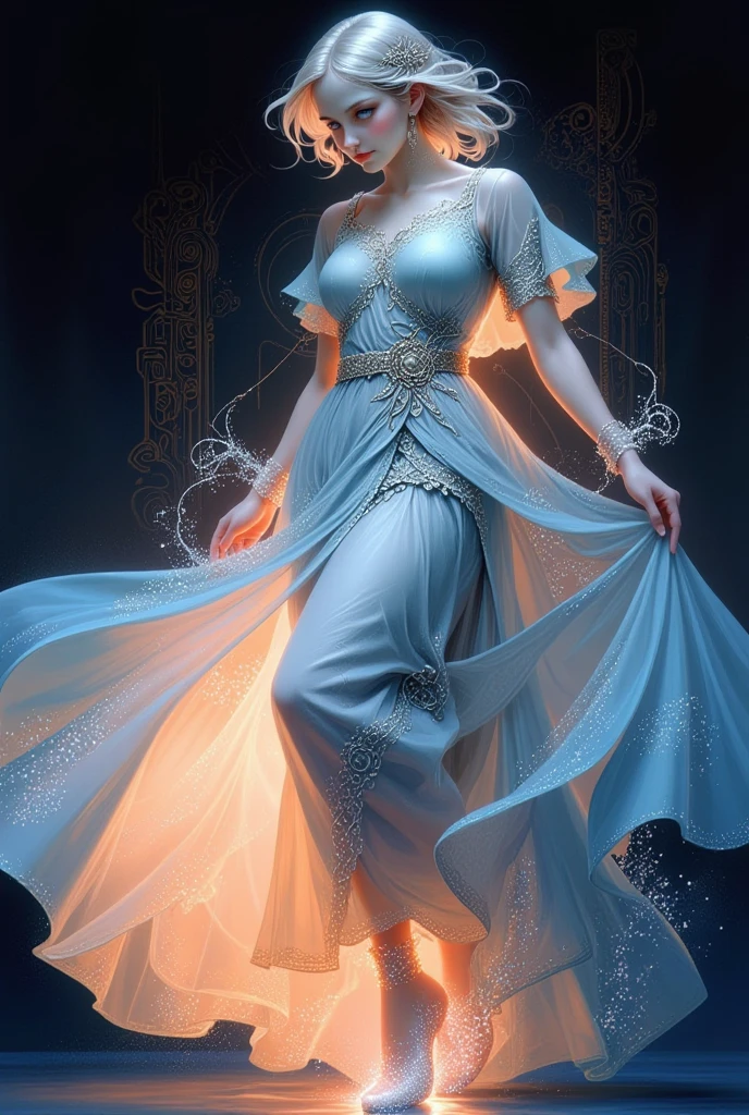 ((Masterpiece, top quality, high resolution)), ((highly detailed CG unified 8K wallpaper)), young woman, full body, fluttering thin robe wrapped around body, (photorealistic), nipples through robe,