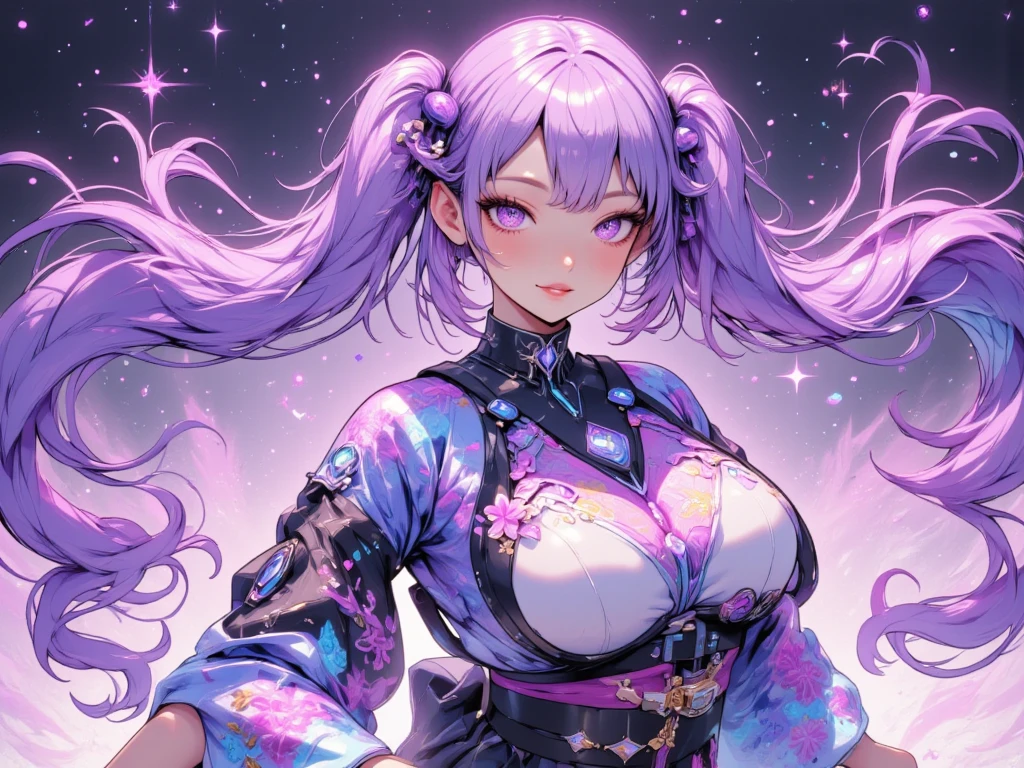masterpiece, Highest quality, whole body, One girl, bangs, black choker, blush, bracelet, chest, choker, clothes The surrounding area waist, clavicle, Cowboy Shot, ear Earrings, Eyebrows visible through hair, Gradient Hair, Grin, fix, jewelry, Kogal, Long Hair, View Viewer, Earrings, Red eyes, ring, , smile, alone, street, null, cherry blossoms, petal,figure, (magazine:1.3), (cover-style:1.3), fashionable, woman, Vibrant, Pause, front, colorful, dynamic, background, element, have confidence, Performance, Holding, statement, accessories, Majestic, Coiled, The surrounding area, touch, scene, article, cover, bold, to attract attention, title, stylish, font, Catchy, Heading, big, impressive, Modern, trend, concentrated, fashion,((masterpiece)), Highest quality, Absurd, Super detailed, Holographic, Cowboy Shot, ダイナミックなPause, Golden Ratio, Very cute girl, Mature Girls, Very beautiful, Super beautiful asian girl with super beautiful purple eyes, Very beautiful white hair, Shiny skin, High Ponytail, nice and sexy body, Slim and delicate body, Perfect body, Cute Panties, Fox Headset, Get your picture taken in a cute alien spaceship,naked,Big Breasts,Sexy