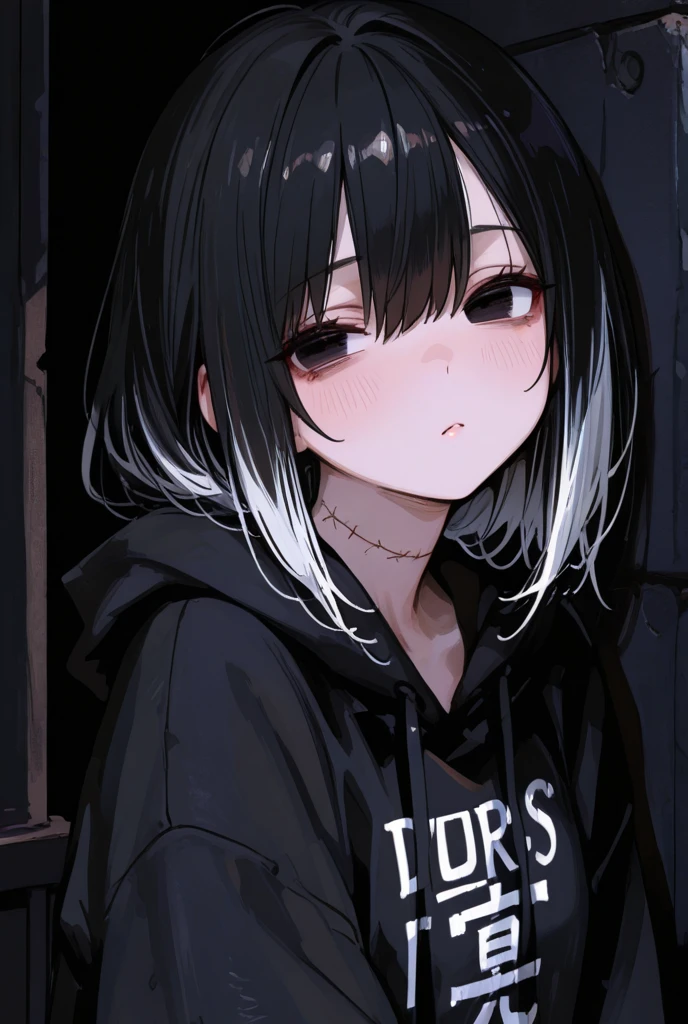 black hoodie black skinny girl rabbit