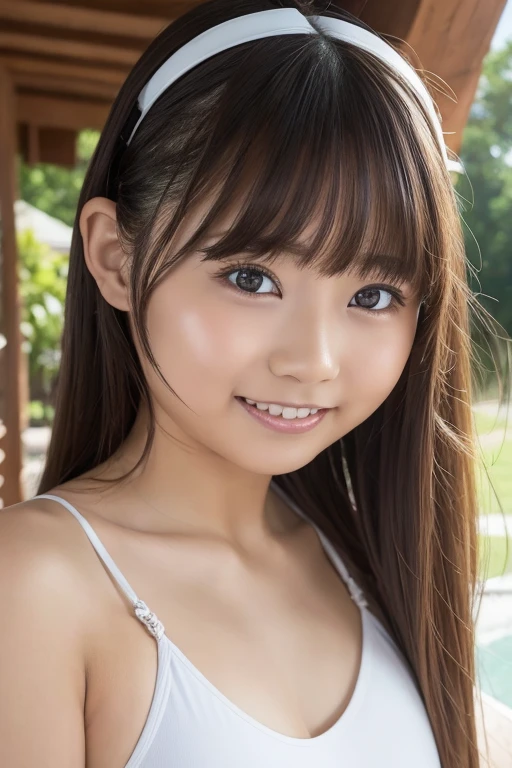 Sexy Big 、Sexy cute looks and cute 15 year old beautiful girl, beautiful and sexy face、A strong wind blows my hair in front of my face、With short platinum silver hair、beautiful, Cute and sexy eyes hidden behind long bangs、Colorful Dresses