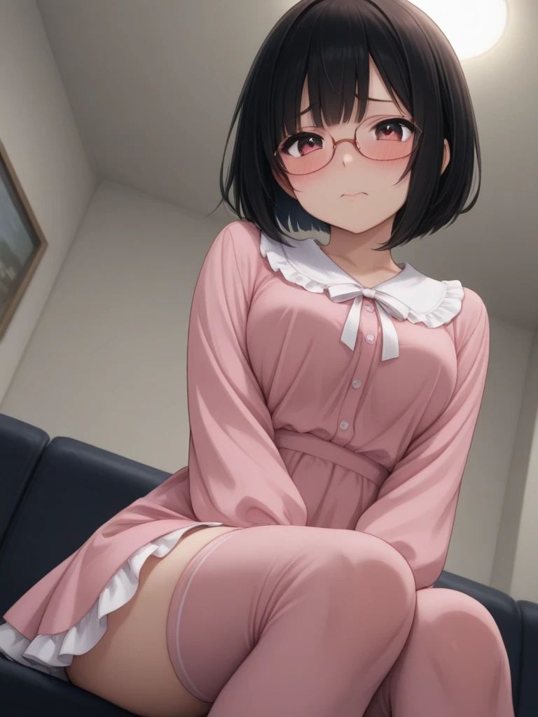 maekawa miku,nsfw,footjob, cum on feet, penis,Cat ear,Red glasses,uniform,black pantyhose,