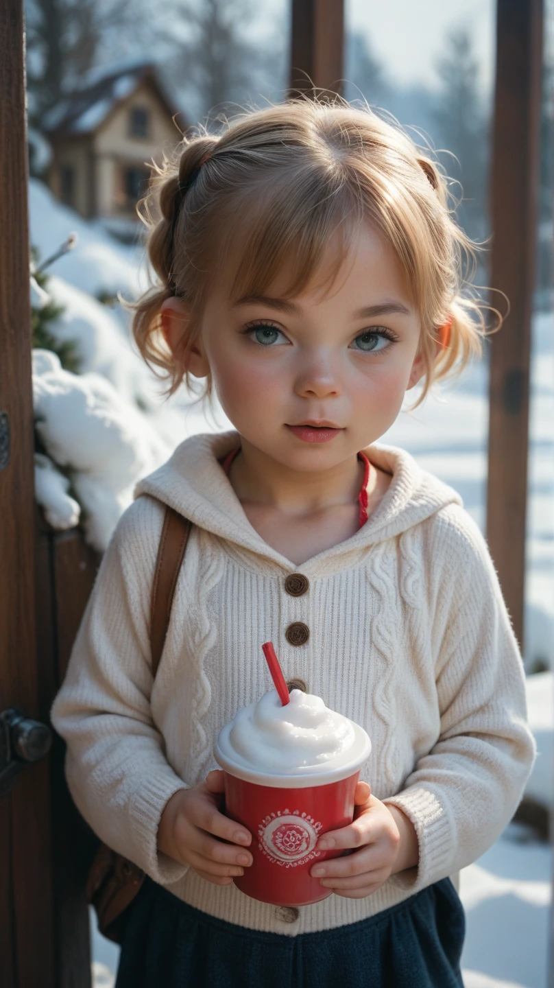 GIRL BLONDE CHILD with long hair wearing WHITE sweater and BLACK ear warmers, sonolento, wearing fluffy black scarf, doente com um frio, frio, loli, um frio, franja fofa, com pele fofa branca, orelhas, sonolento rosto modelo de moda, triste, twintails white_gloves, pele fofinha, adolescente, noites frias congelantes, inverno frio, orelhas pretas