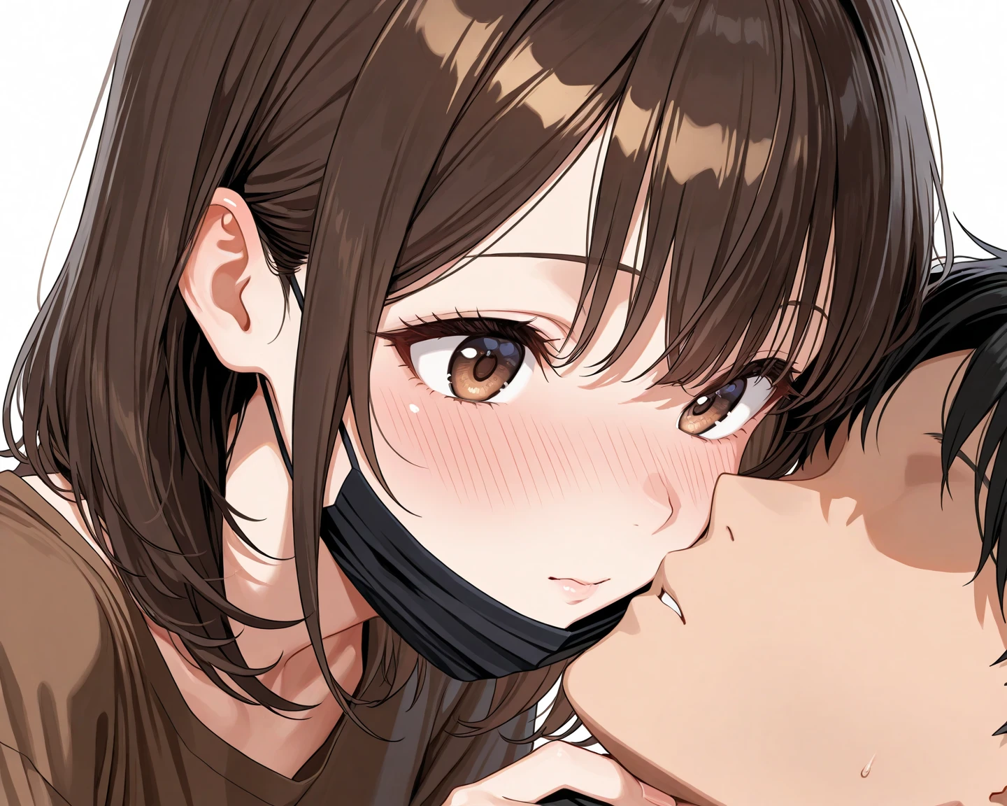 1girl, 1boy, NSFW, (blindfold:1.2), (fellatio), penis
