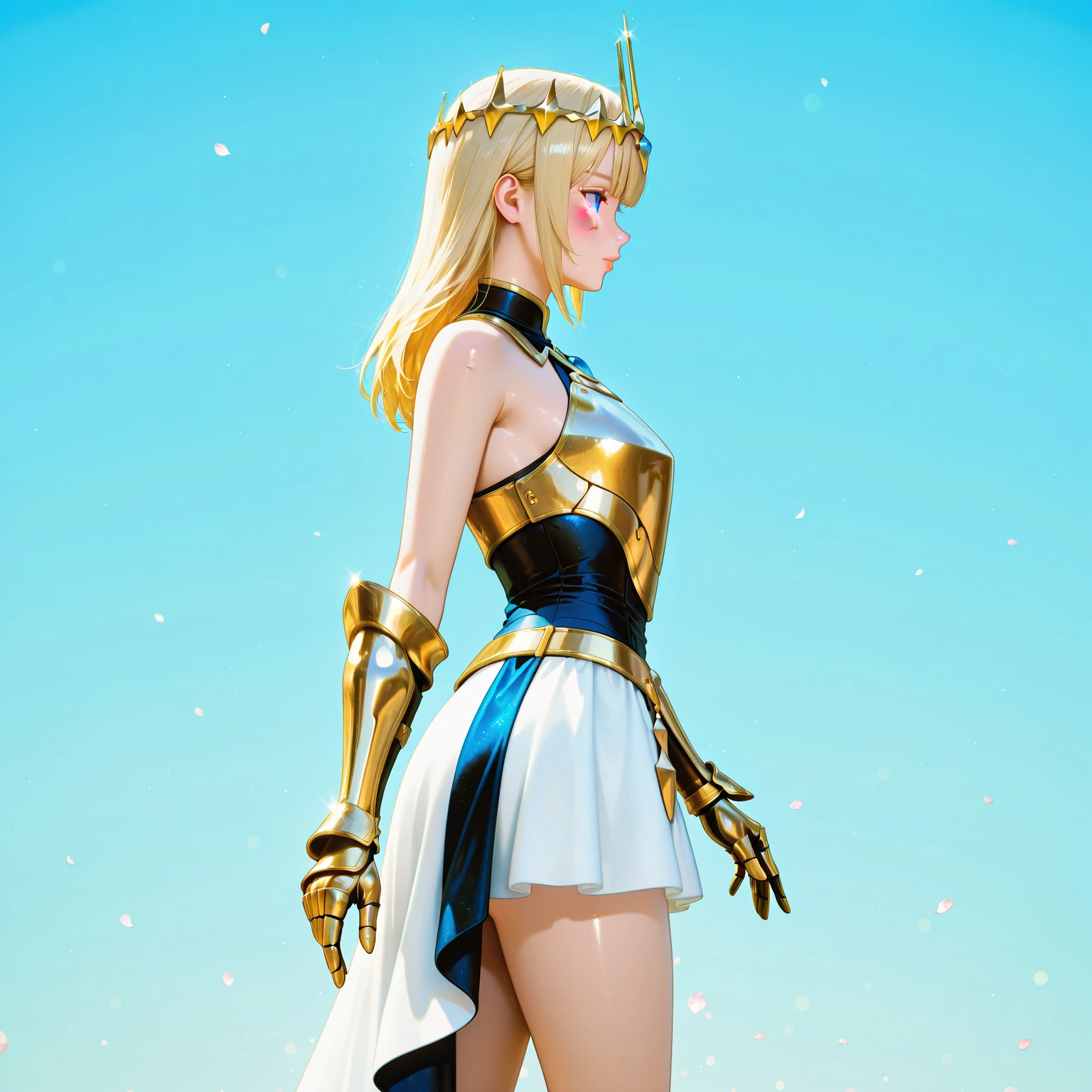 Ruinas de la ciudad, A high resolution, (obra maestra:1.4), Un muy detallado, 1 chica, Desde abajo, espacio,They are standing, usar armadura, Sharp focus, (cinematic lighting), (1 chica), leve sonrisa,The 5 fingers on each hand are super detailed,tipo de cuerpo perfecto:1.4,de primera calidad,luz natural,extremadamente delicado,arte oficial,posando en un,