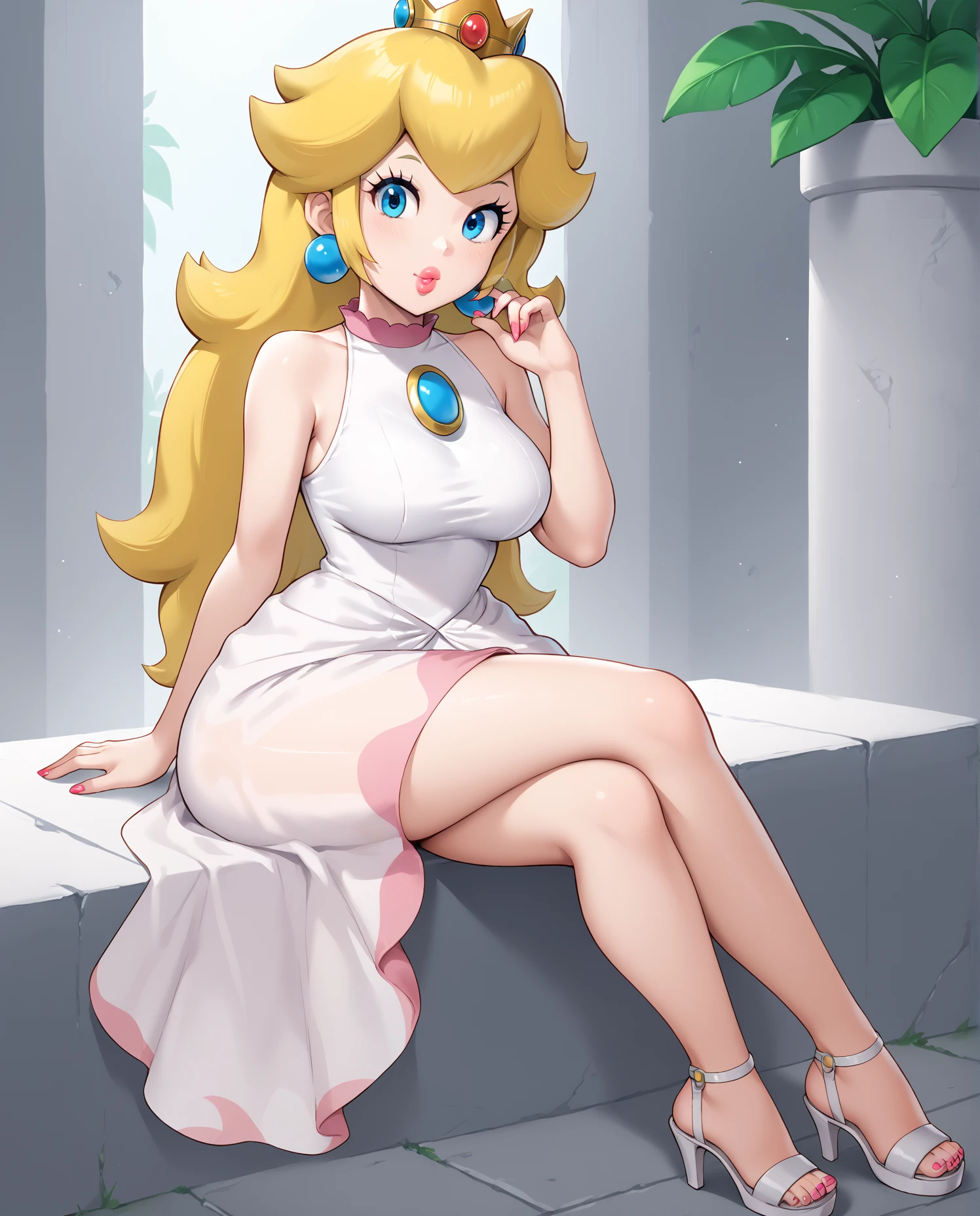 (Princess Peach) in bath towel