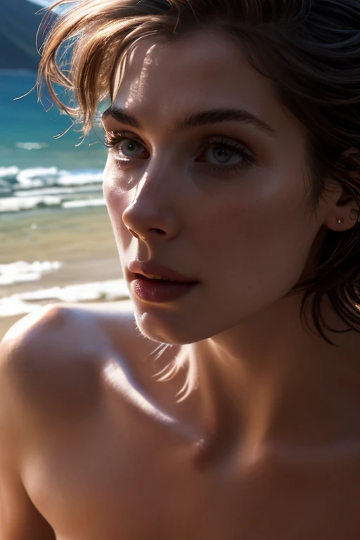 High detail RAW color art, animation, sharp chest, white skin, cute girl (surf :1.4)on hawaii beach, asymmetrical moist face, water splash
elegant, beautiful face, piercing, naked, , gothic makeup
((short hair)), pubic hair, uncensored, (detailed skin, skin texture),
magical atmosphere, (muscle), (detailed skin, skin texture), intricately detailed, fine details, hyperdetailed, raytracing, subsurface scattering, diffused soft lighting, shallow depth of field, by (Oliver Wetter)
sharp focus, smooth