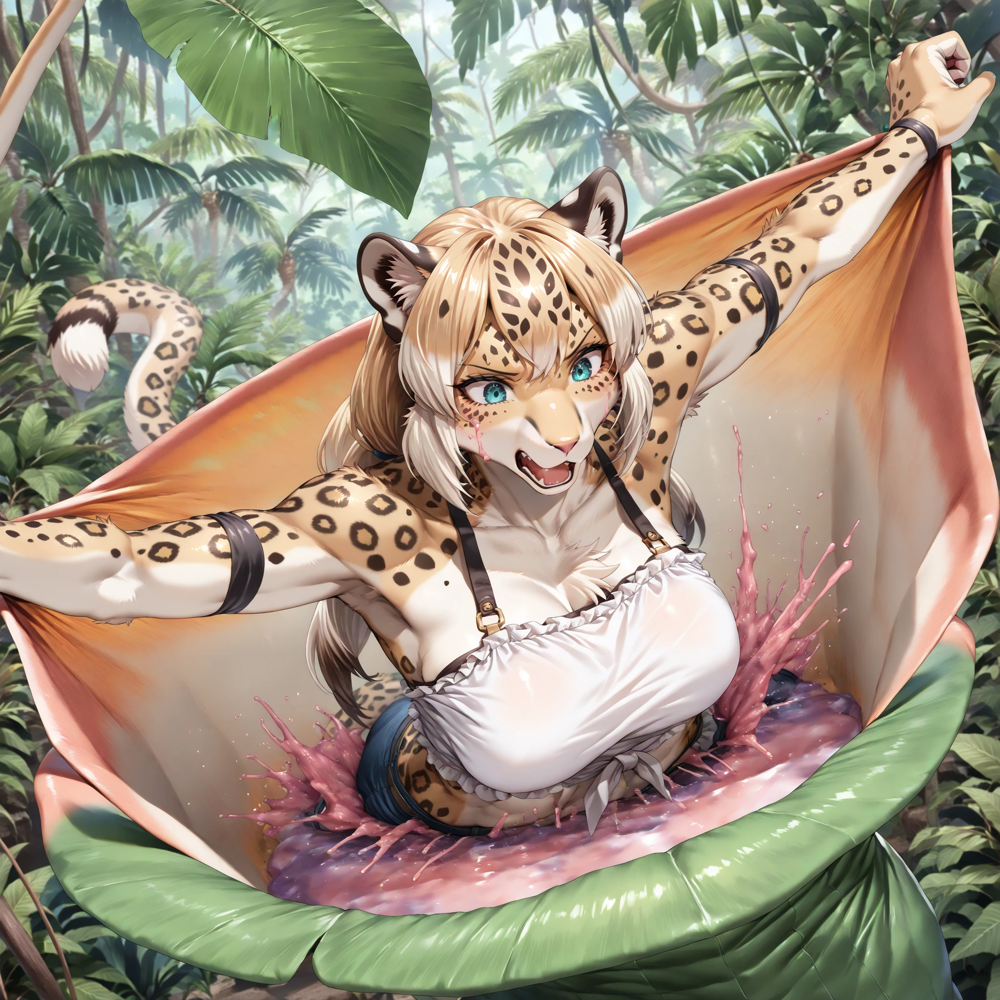 A (((tween holding a monkey and a monkey in her arms,))) ginger Nami from one piece. Wearing micro skirt. ((And her get hugs with Lewd monkey groping her in jungle)).(realistic arts), intricate, (monkey craves her carnally), nipslip, puffy nip, ((monkey grabbing breasts))