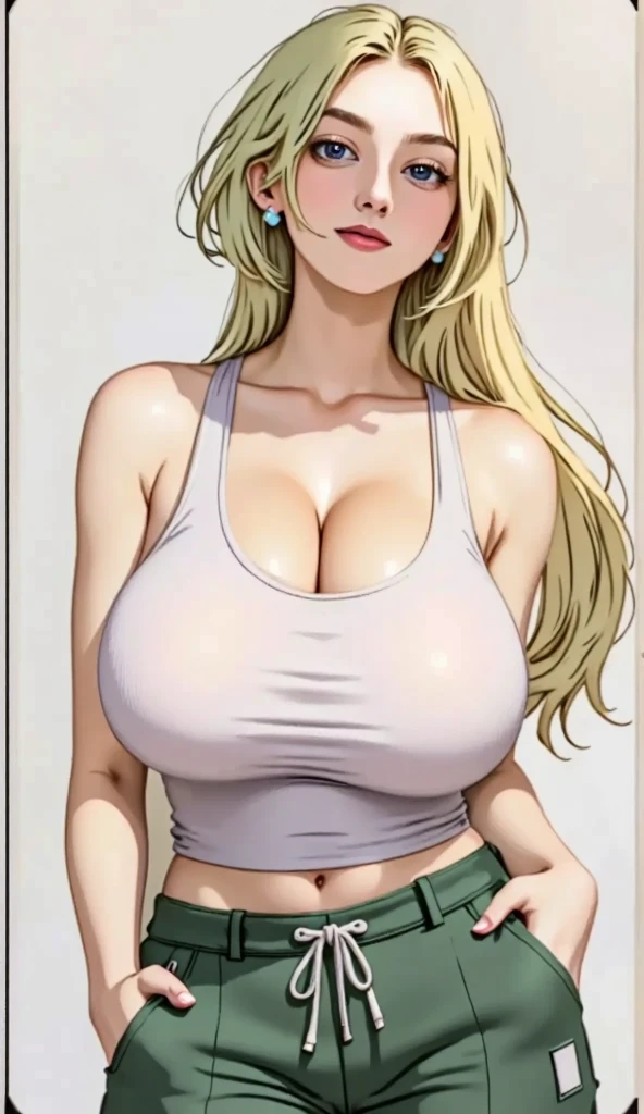 (best quality,4k,highres),1 girl, standing alone, blonde ponytail hair, blue eyes, beautiful appearance, smiling, white leggings, white sports bra, perfect figure, large breasts, [long legs], [sunshine], [soft background music], [vibrant colors], [natural lighting], [subtle shadows], [dreamlike atmosphere], [golden hour], [lush greenery], [gentle breeze], [serene expression], [confident pose], [captivating gaze], [crystal clear reflection], [carefree], [joyful], [youthful energy], [harmony], [harmony with nature], [elegance], [purity], [calmness], [grace], [timeless beauty], [unforgettable], [serenity], [tranquility], [ethereal], [subtle charm], [intriguing], [fascinating].