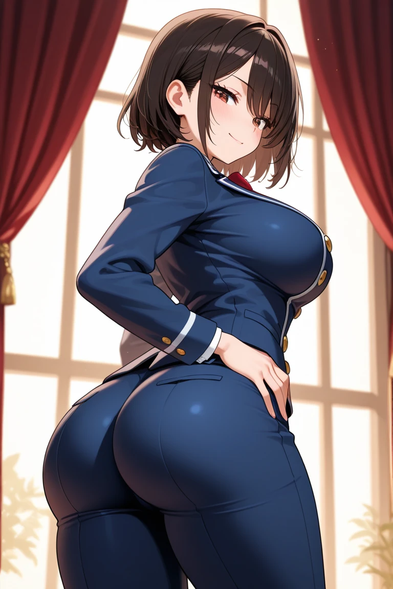 score_9, score_8_up, score_7_up, school, hall,
BREAK
source_anime, rating_explicit, Expressiveh,
BREAK
1girl, brown hair, medium hair, brown eyes, huge breasts, happy,
blazer, mini pleated skirt, bow, black thighhighs, lace thong,
tall, leggy, shiny skin, heavy breathing, wide hips, tight waist, thick thighs,
pussy juice, cameltoe,
standing split, 1 leg up, knee up, spread legs,