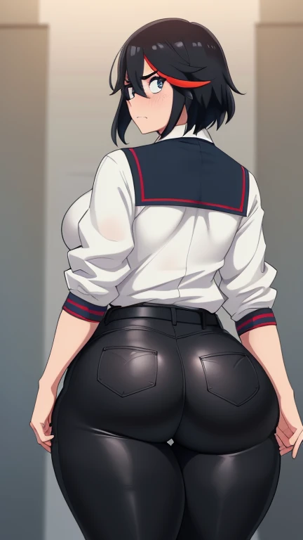 masterpiece, best quality, highly detailed, KeiKsmt-KJ, shirt, skirt, bright eyes, blush, ass shot, from below