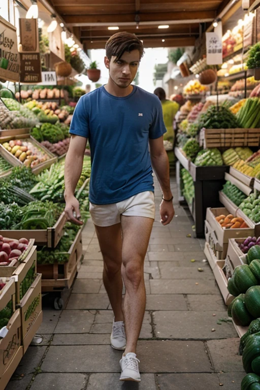 Fruit display In the background, market, market display In the background, vegetable display In the background, very hairy armpits, hairy pubic, hairy crotch, hairy body, In the charming picture there is a handsome Chinese 17 years old boy with his big bulge, muscular body, background in the sky has big bold sun, His charm radiated as he proudly showed off his sweaty very hairy armpits in a full standing pose.. He wore a white sexy thong, that highlighted his figure, He stood in the middle of the crowded traditional market environment., Bathed in the golden light of a beautiful day. With unparalleled attention to detail., This photorealistic portrait combines the style of National Geographic., Capture every detail of his textured skin in 8k resolution. Leica digital SLR camera. His features were clearly visible., From the deep-set eyes to the chiselled jawline., Make this image a true masterpiece..Lift. (8K UHD、RAW Photography、Photorealistic Portrait Leica Digital SLR、Lifelike images), big bulge in his very thin thong