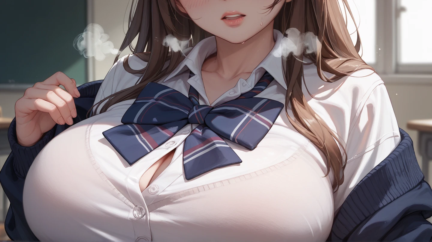 score_9, score_8_up, score_7_up, school, hall, 
BREAK
source_anime, rating_explicit, Expressiveh,
BREAK
1girl, brown hair, medium hair, brown eyes, huge breasts, fellatio, happy, saliva trail,
blazer, mini pleated skirt, bow, black thighhighs,
tall, leggy, shiny skin, heavy breathing, wide hips, tight waist, thick thighs,
pussy juice, squatting, from side,
heavy breathing,
BREAK
white_skin_boy, small penis, clothed male, 