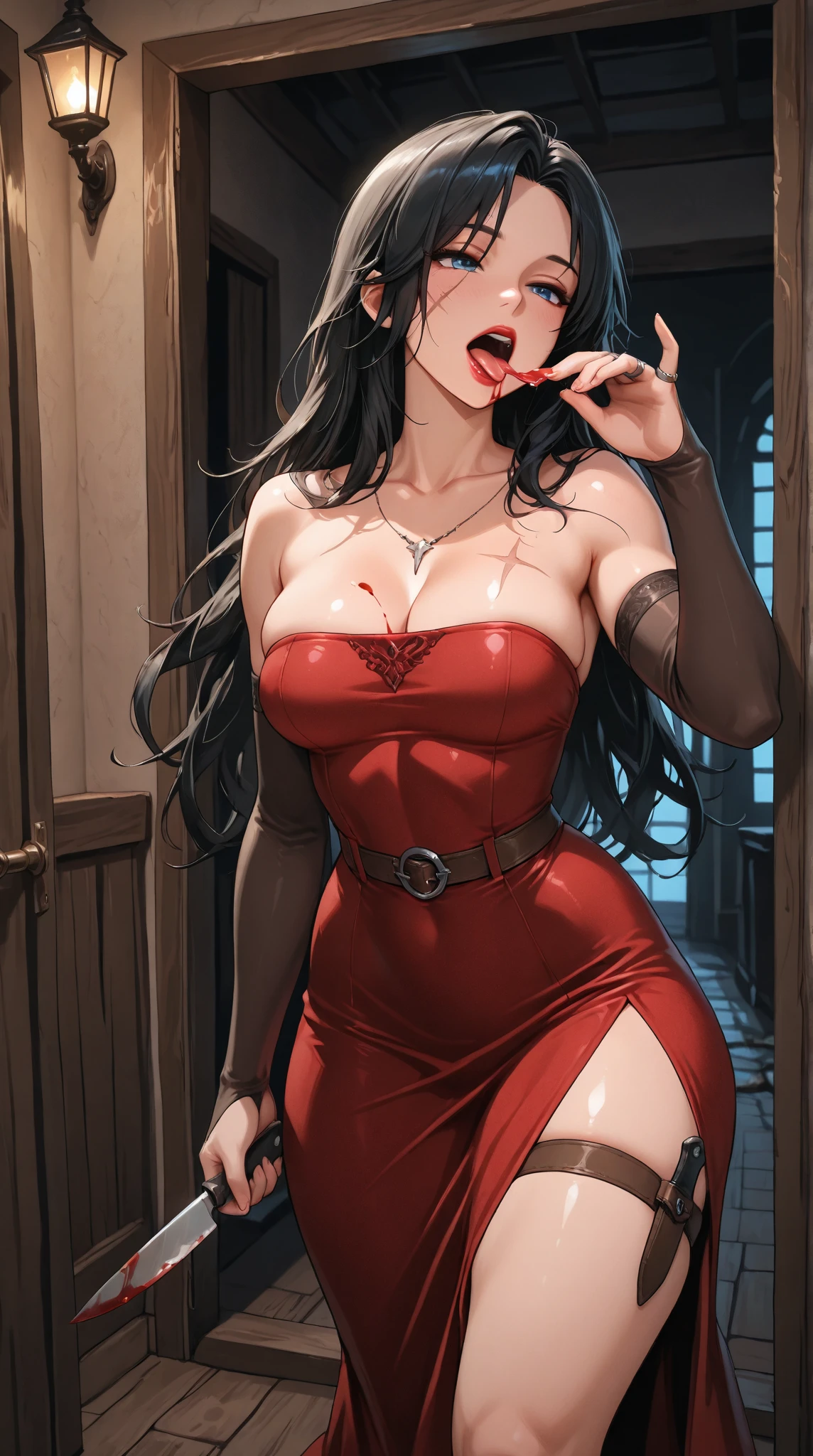 masterpiece, best quality, solo, 1girl, azula, closed mouth, smirk, makeup, cleavage, (white shirt, black panties), wide hips, standing, legs apart, lipstick, looking at the viewer, school background, erotica, gyaru, schoolgirl-whore, corrupt, tattoo on zhiaote